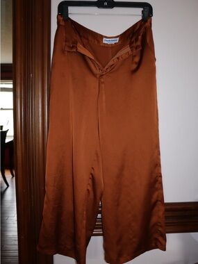 Charlie Holiday Copper Satin Wide Leg Pants